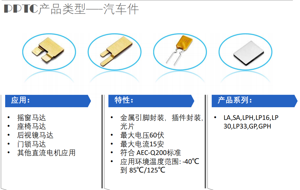 Through-Hole Auto PPTC，维安，PPTC,WAYON,SMD自恢复保险丝