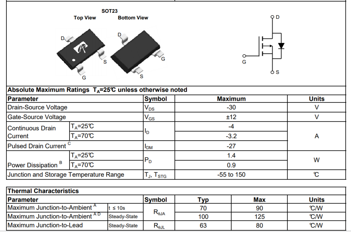 松木ME2345A-G替换AOS AO3401A，P沟道30V低压MOS管方案.png