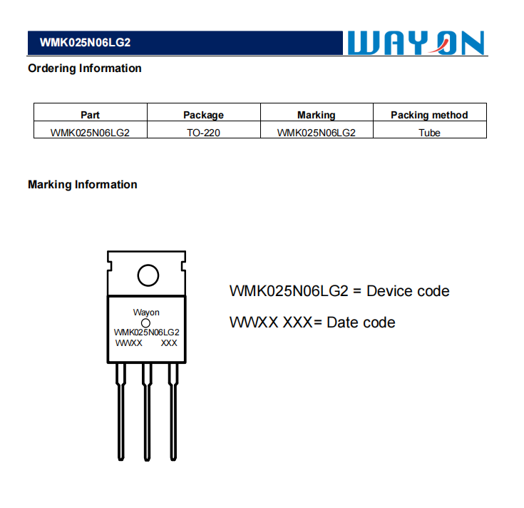 WAYON代理，维安代理，维安MOS管，WMK025N06LG2, WAYON 代理.png