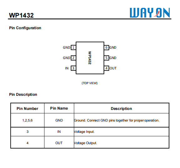 WAYON代理商，维安代理商，负载开关WP1432 ，替换INFINEON HITFET BSP 76.png