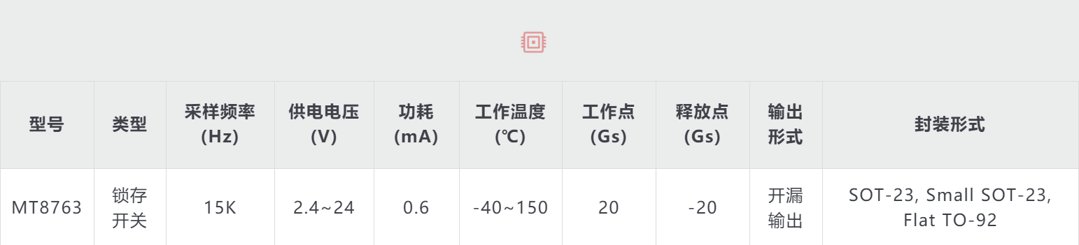 Magntek代理，麦歌恩代理，低功耗锁存型霍尔开关，MT8762 ，MT8763，MT8763原理图，MT8762规格书.png